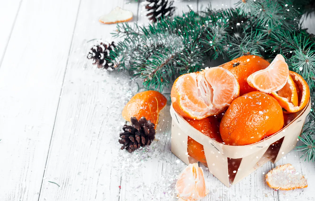 Фото обои украшения, Новый Год, Рождество, Christmas, wood, winter, snow, fruit