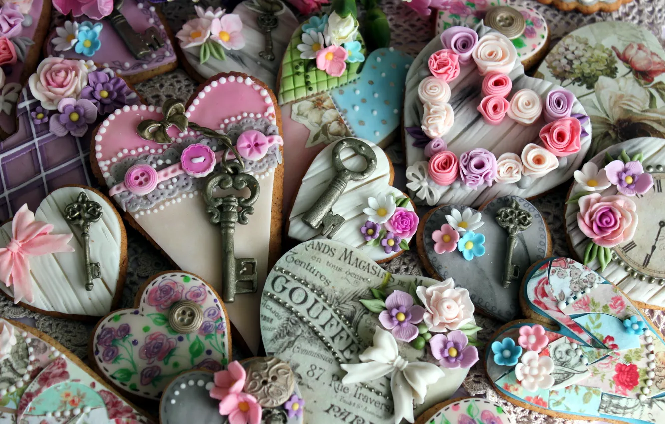 Фото обои фон, праздник, Valentine cookies