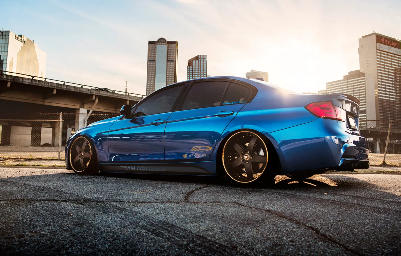 Фото обои BMW, blue, 335i, stance, f30