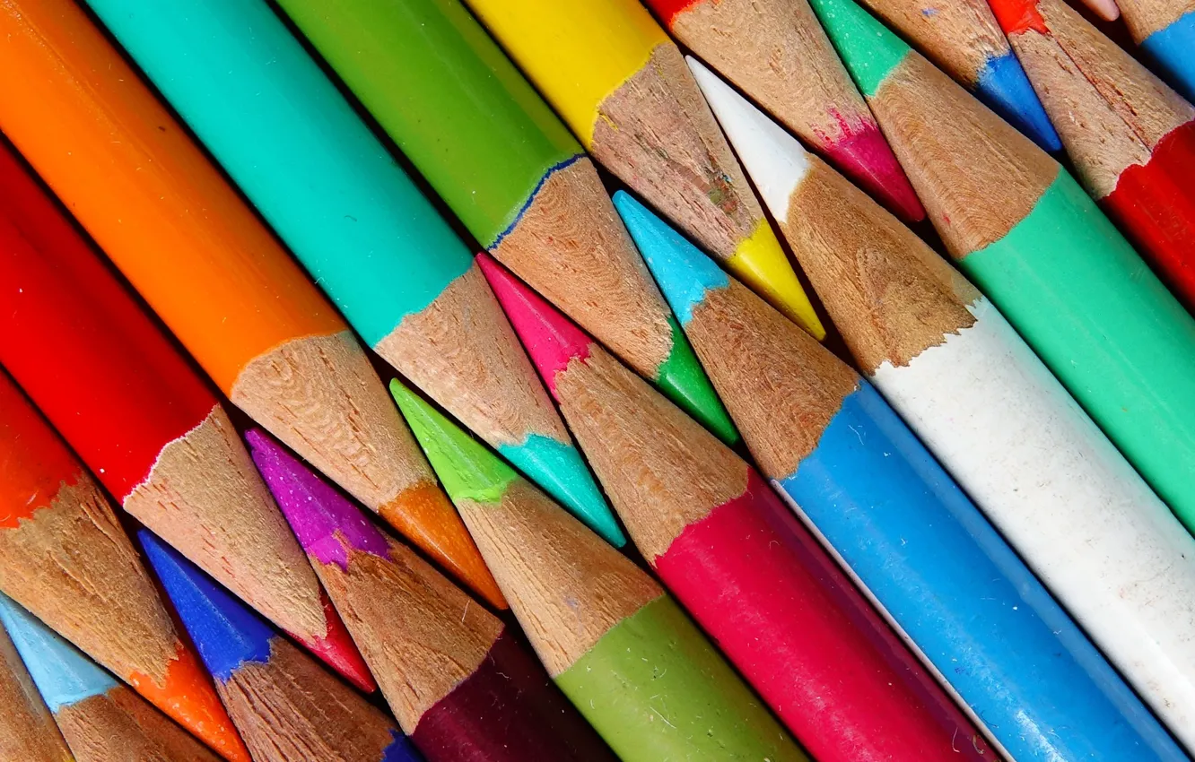 Фото обои макро, цветные, карандаши