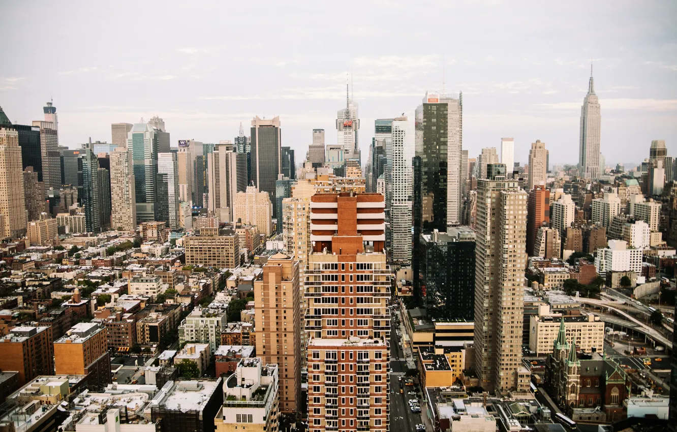 Фото обои USA, United States, skyline, New York, Manhattan, NYC, New York City, Empire State Building, buildings, …
