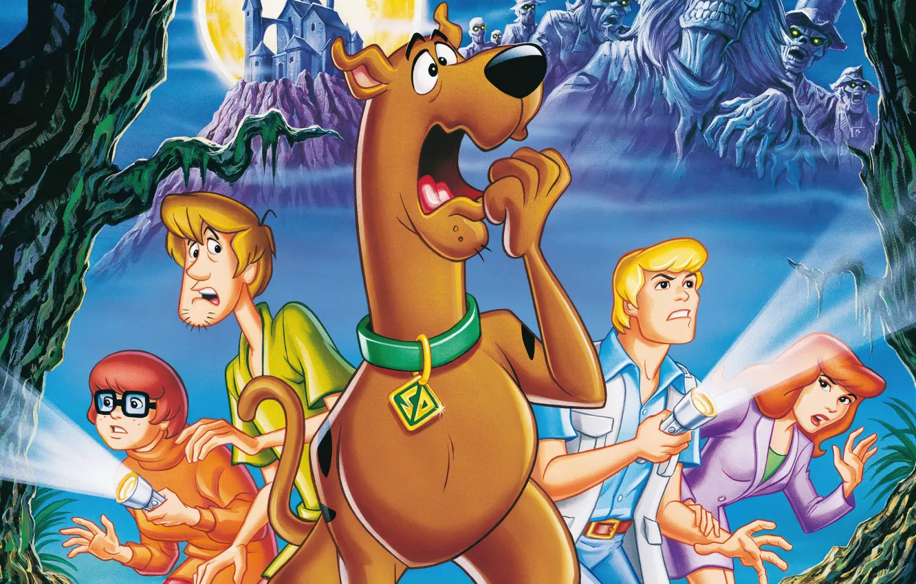 Фото обои мультфильм, Шэгги, Скуби-Ду, Scooby-Doo, Дафна, Fred, Фред, Velma