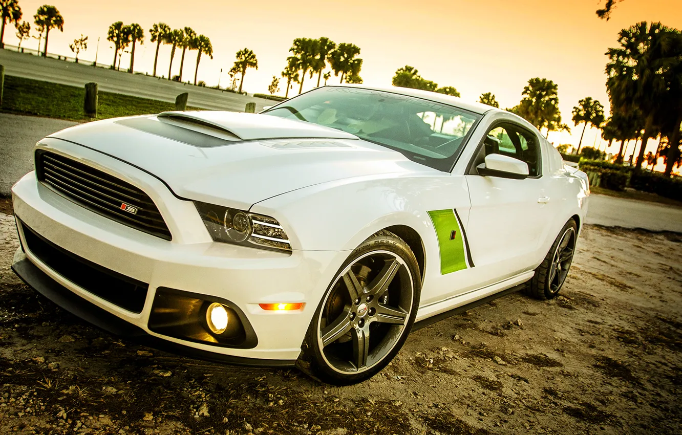 Фото обои пляж, Mustang, Ford, мустанг, форд, 2009, Roush Stage 3