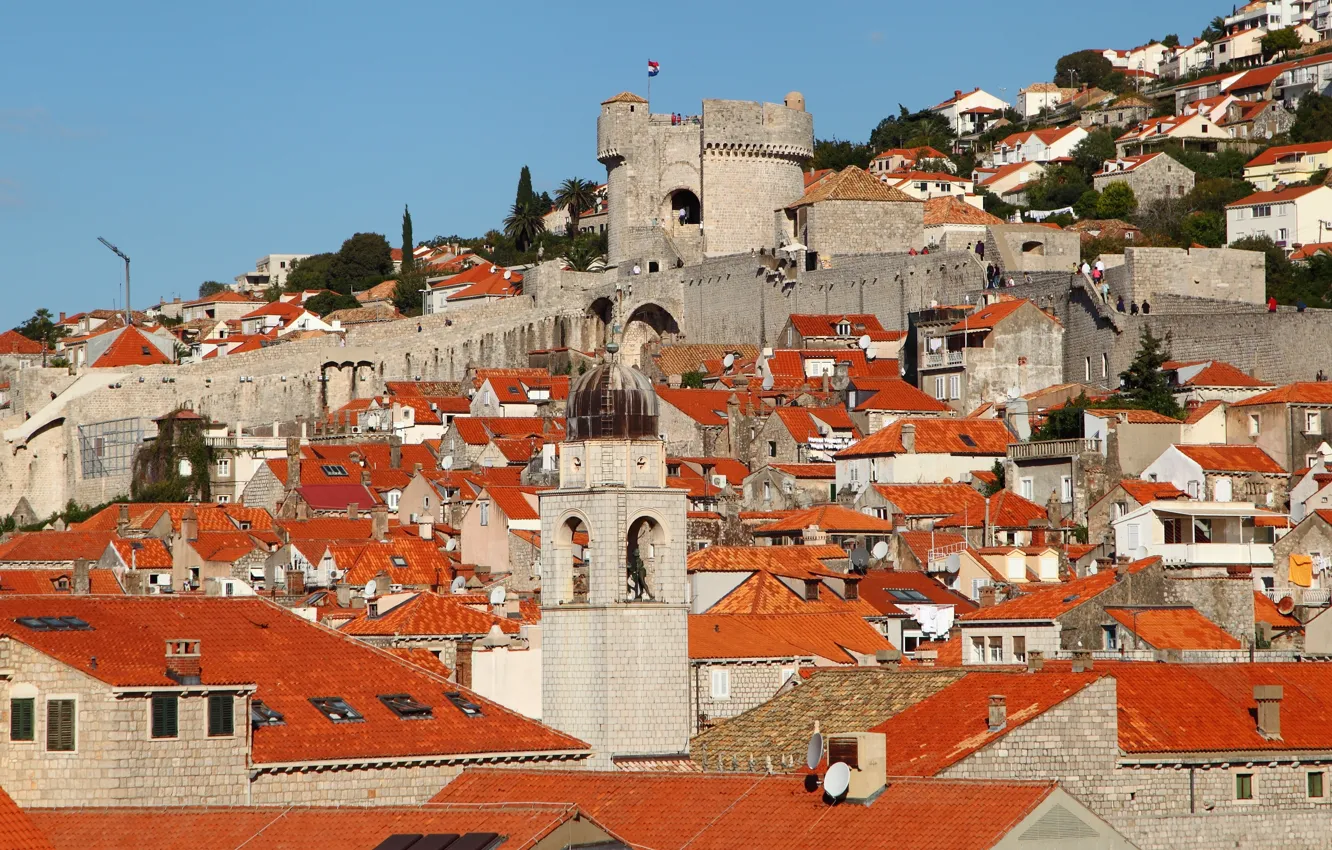 Фото обои крыша, дома, склон, Хорватия, Дубровник