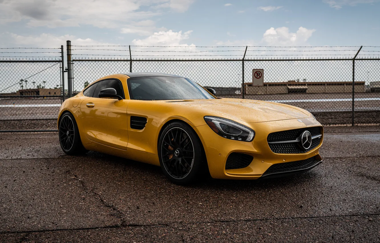 Фото обои Mercedes, AMG, Water, Rain, Yellow, Drops, GT63