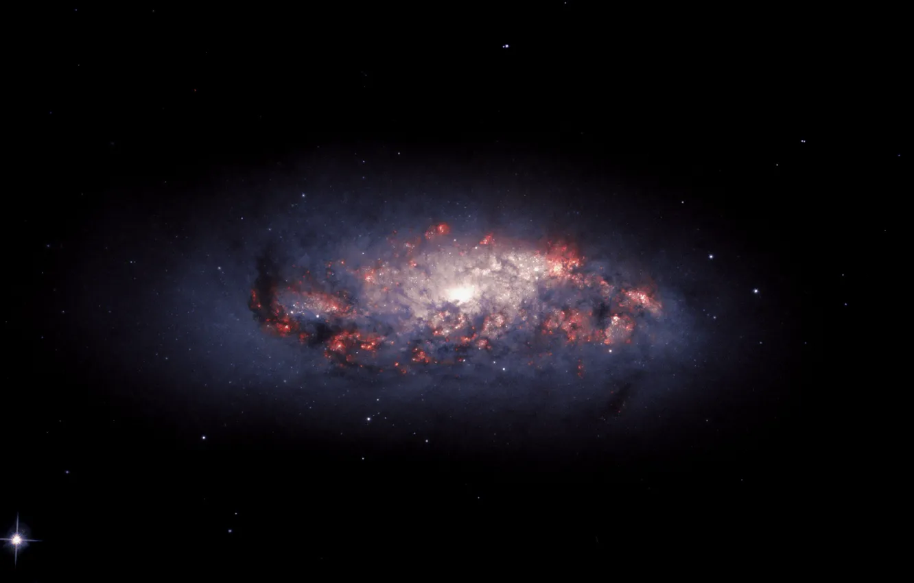 Фото обои Stars, Galaxy, Spiral galaxy, NGC 972, Gas clouds, Star formation regions, Cosmic dust, Hydrogen gas