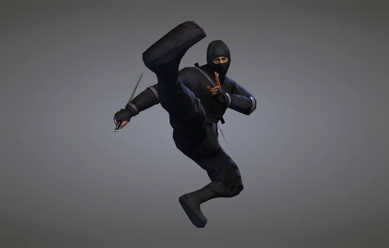 Фото обои оружие, меч, ниндзя, клинок, ninja, черный костюм