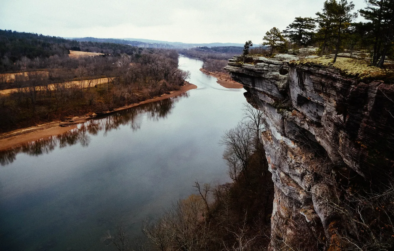 Фото обои скала, река, Arkansas