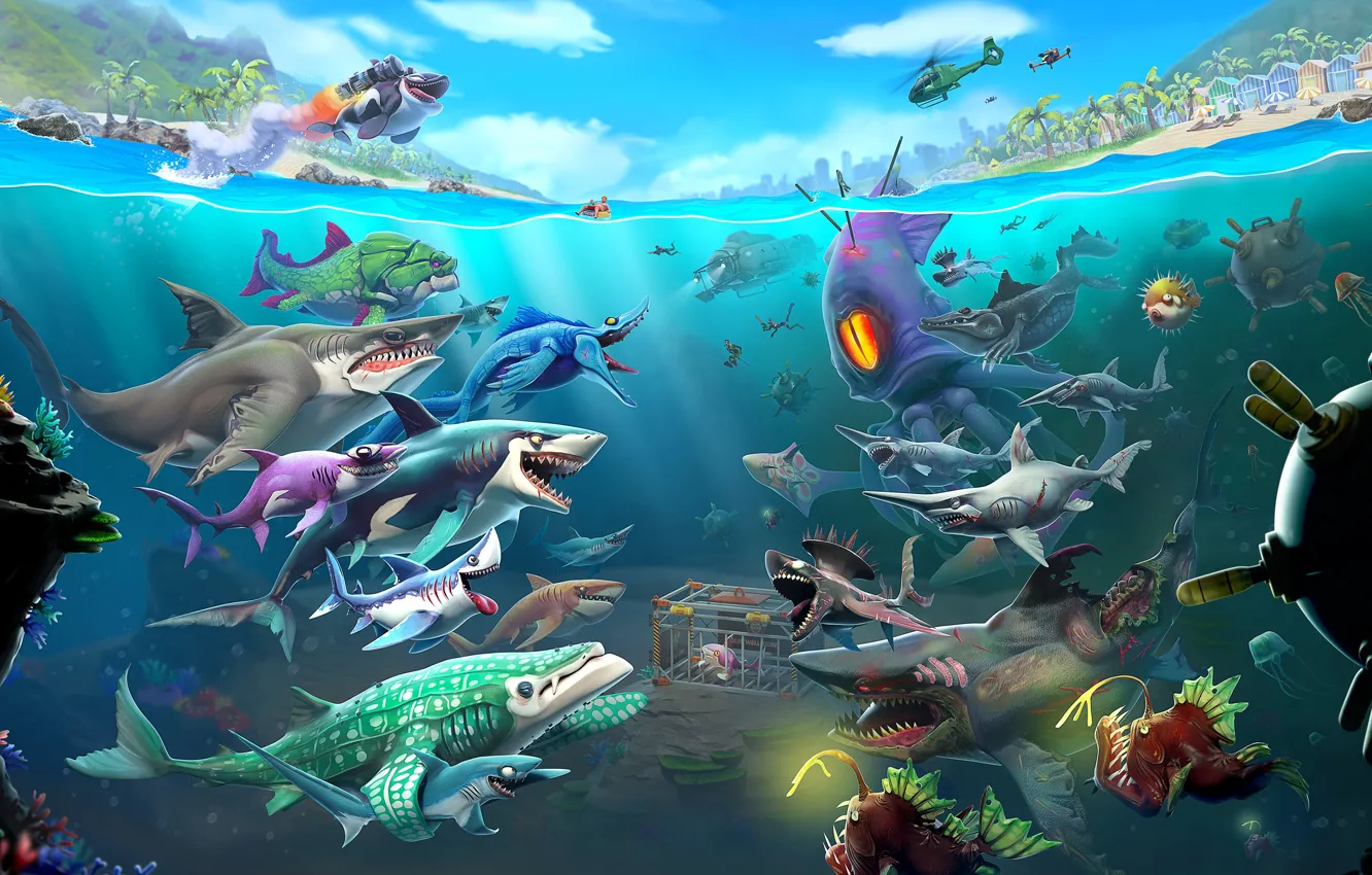 Фото обои Game, VideoGame, Hungry Shark World