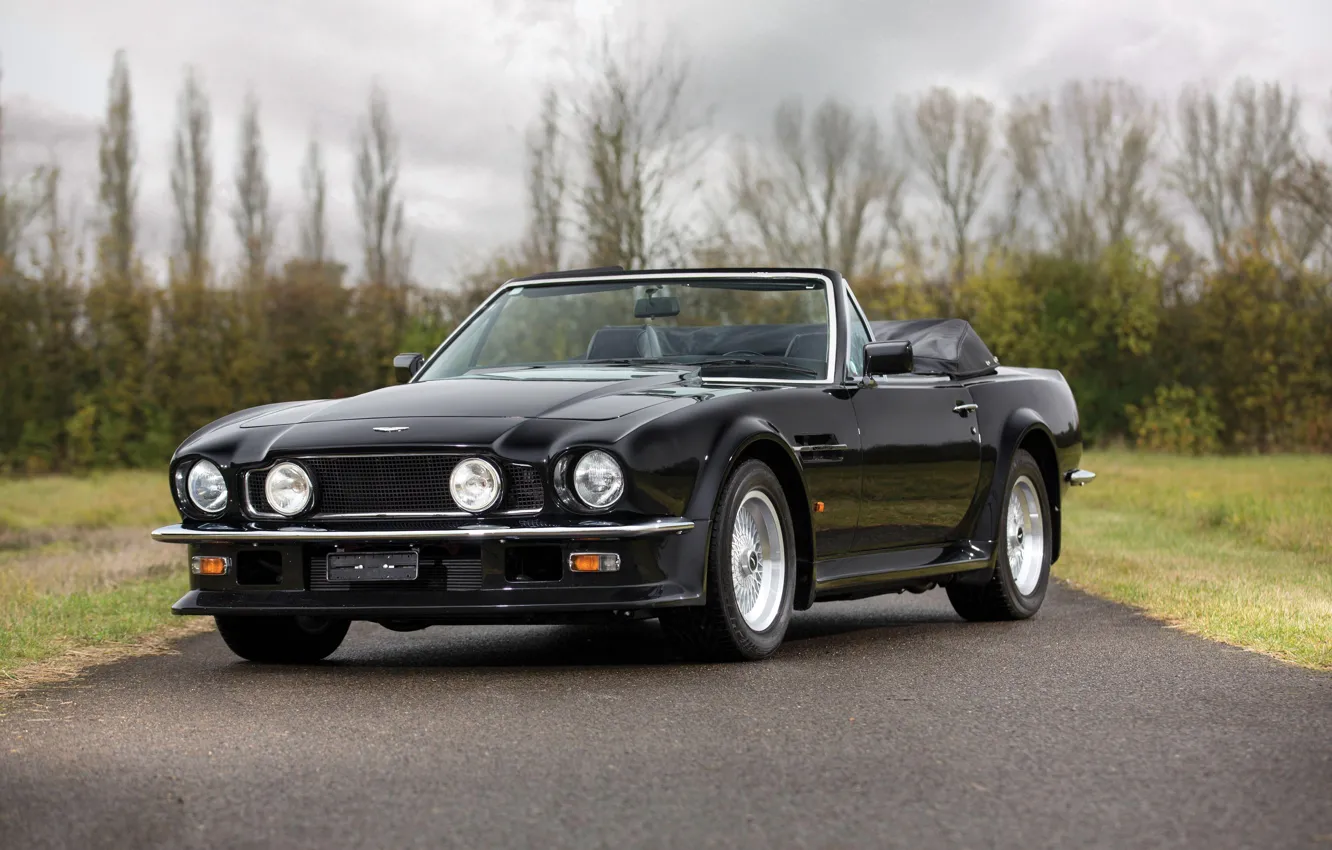 Фото обои Black, British Car, Aston Martin V8 Vantage Volante