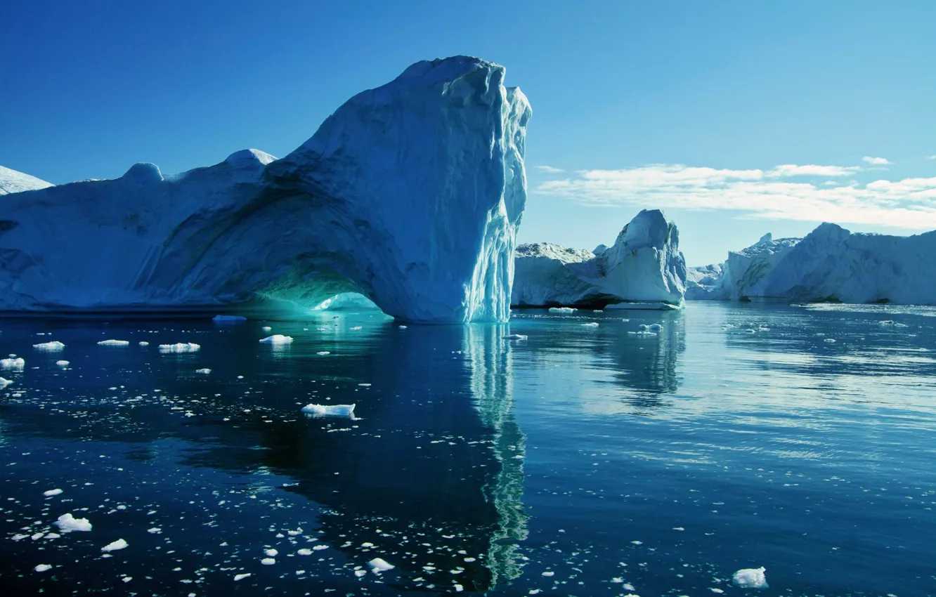 Фото обои лед, море, вода, ледник, айсберг