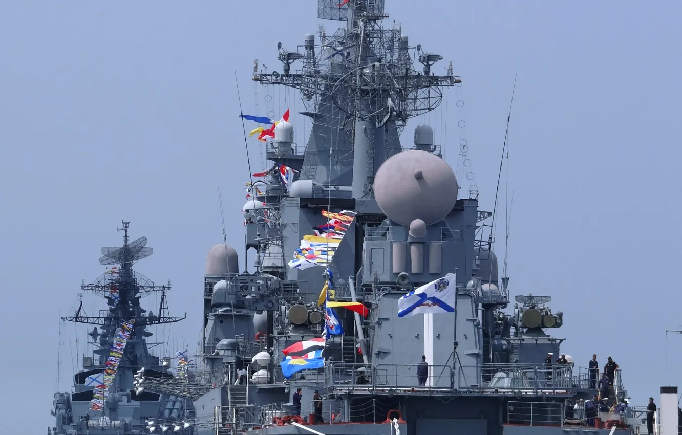 Фото обои корабль, День, ВМФ, крейсер, Флот, ракетный, Флота, Черноморский