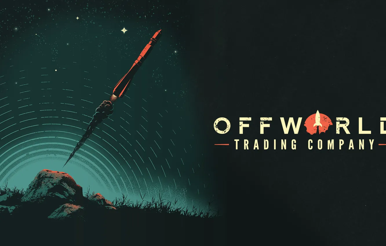 Фото обои звёзды, ракета, взлёт, валун, Offworld Trading Company