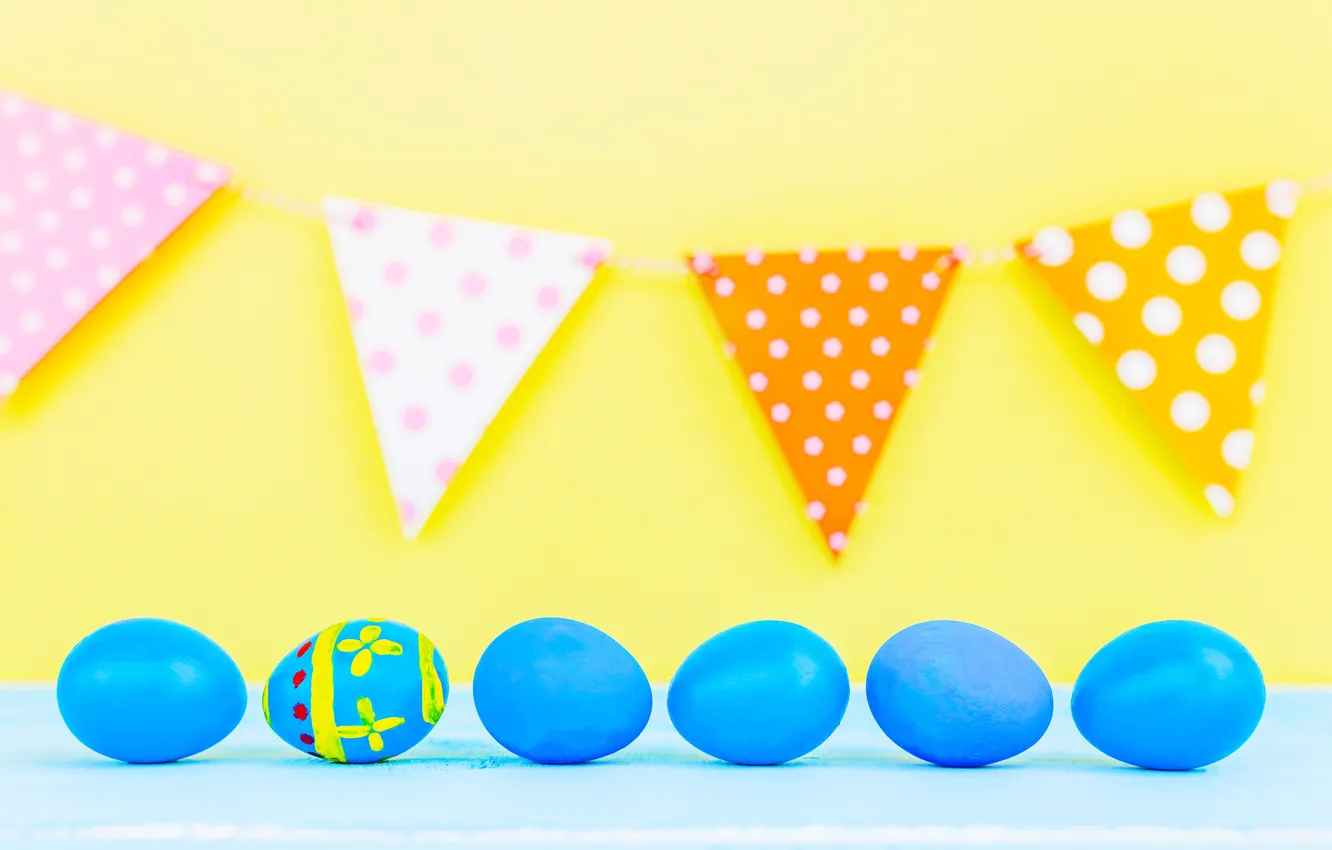Фото обои праздник, яйца, Пасха, флажки