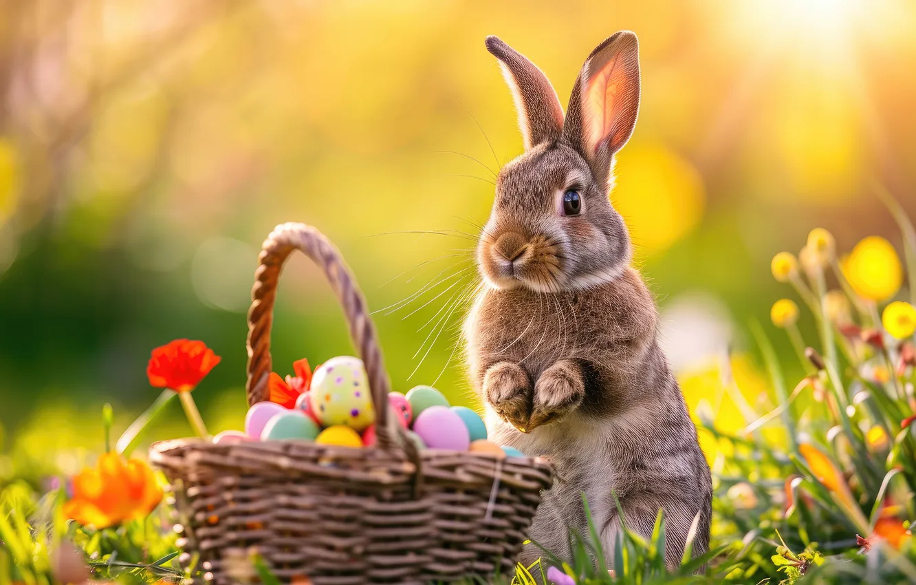 Фото обои цветы, яйца, весна, colorful, Пасха, happy, flowers, spring