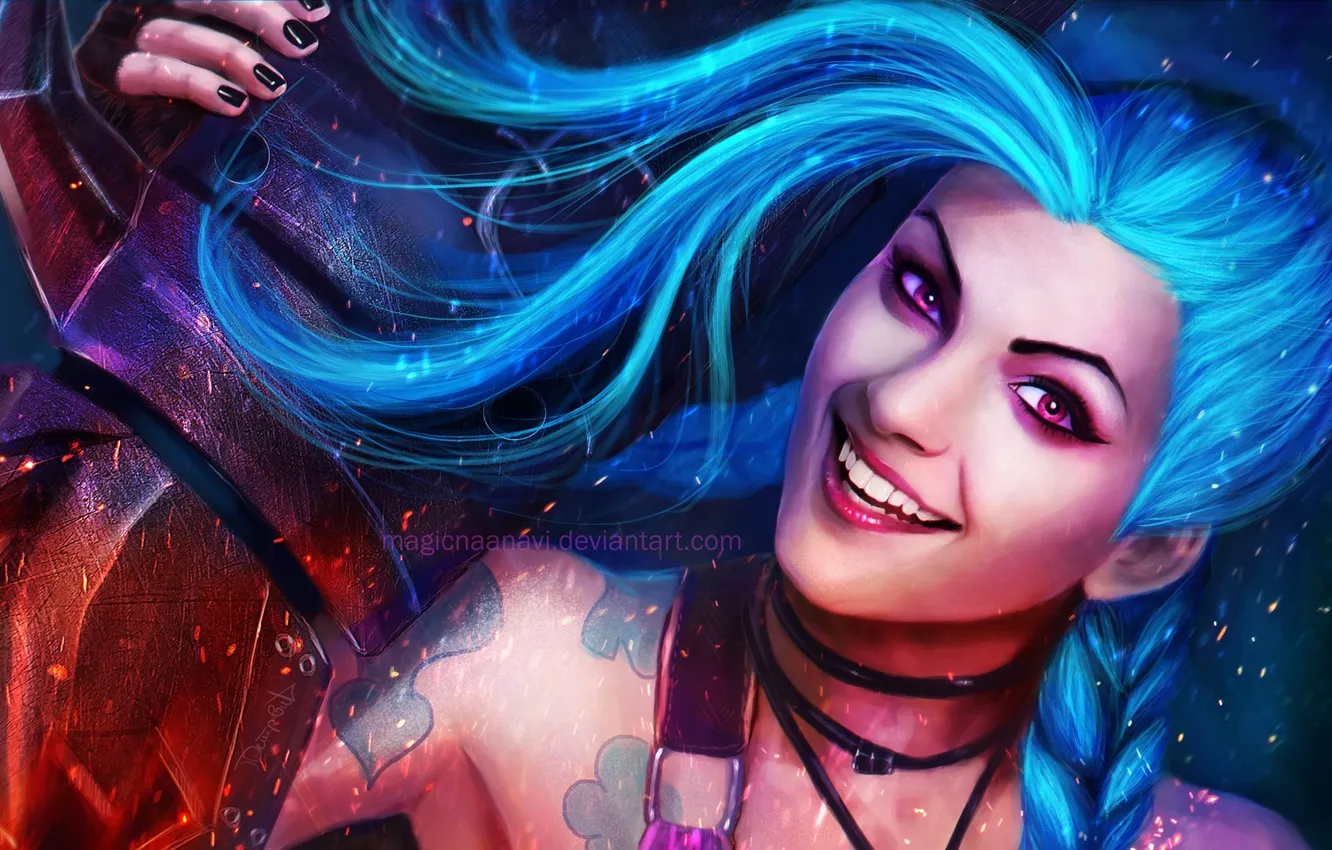 Фото обои League of Legends, LOL, Лига Легенд, Jinx, Джинкс, ADK, АДК, ЛОЛ