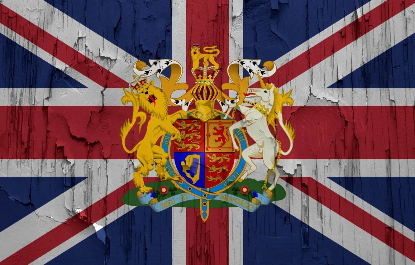Фото обои флаг, герб, великобритания