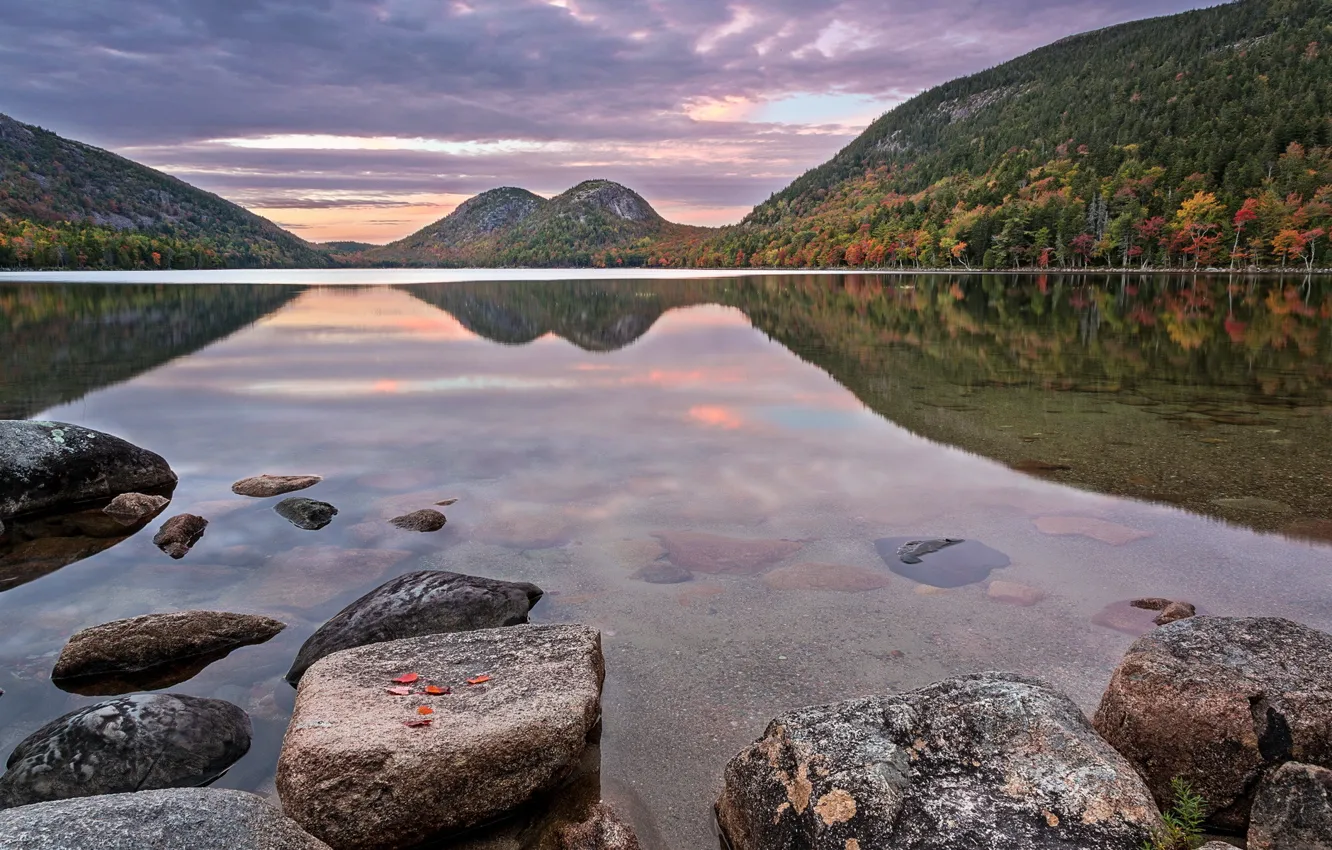 Фото обои пейзаж, Acadia, Jordan Pond