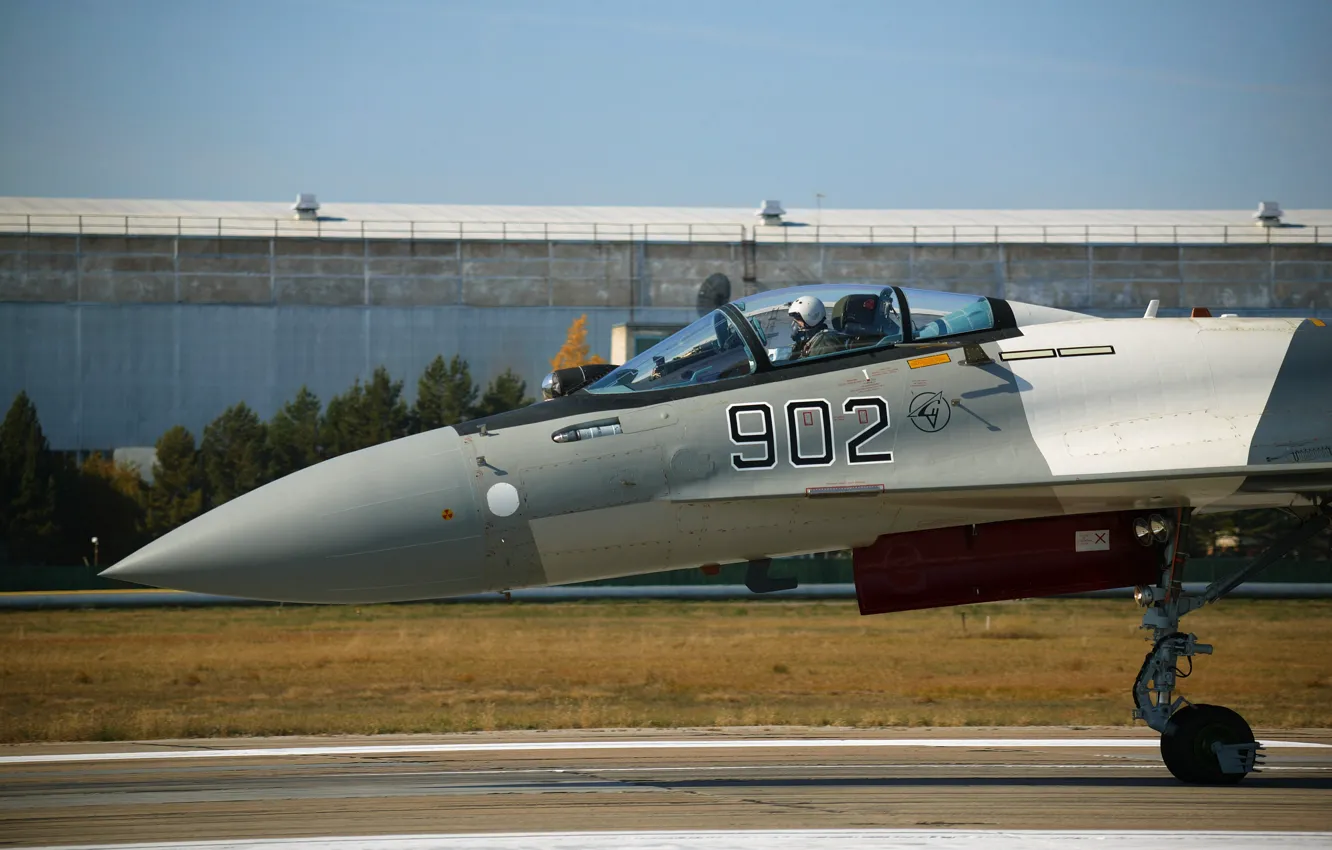 Фото обои Истребитель, пилот, Су-35, кабина пилота, подготовка к взлету
