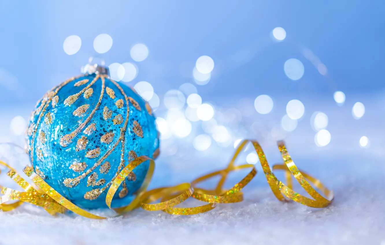 Фото обои праздник, голубой, шарик, Рождество, Новый год, ёлочная игрушка