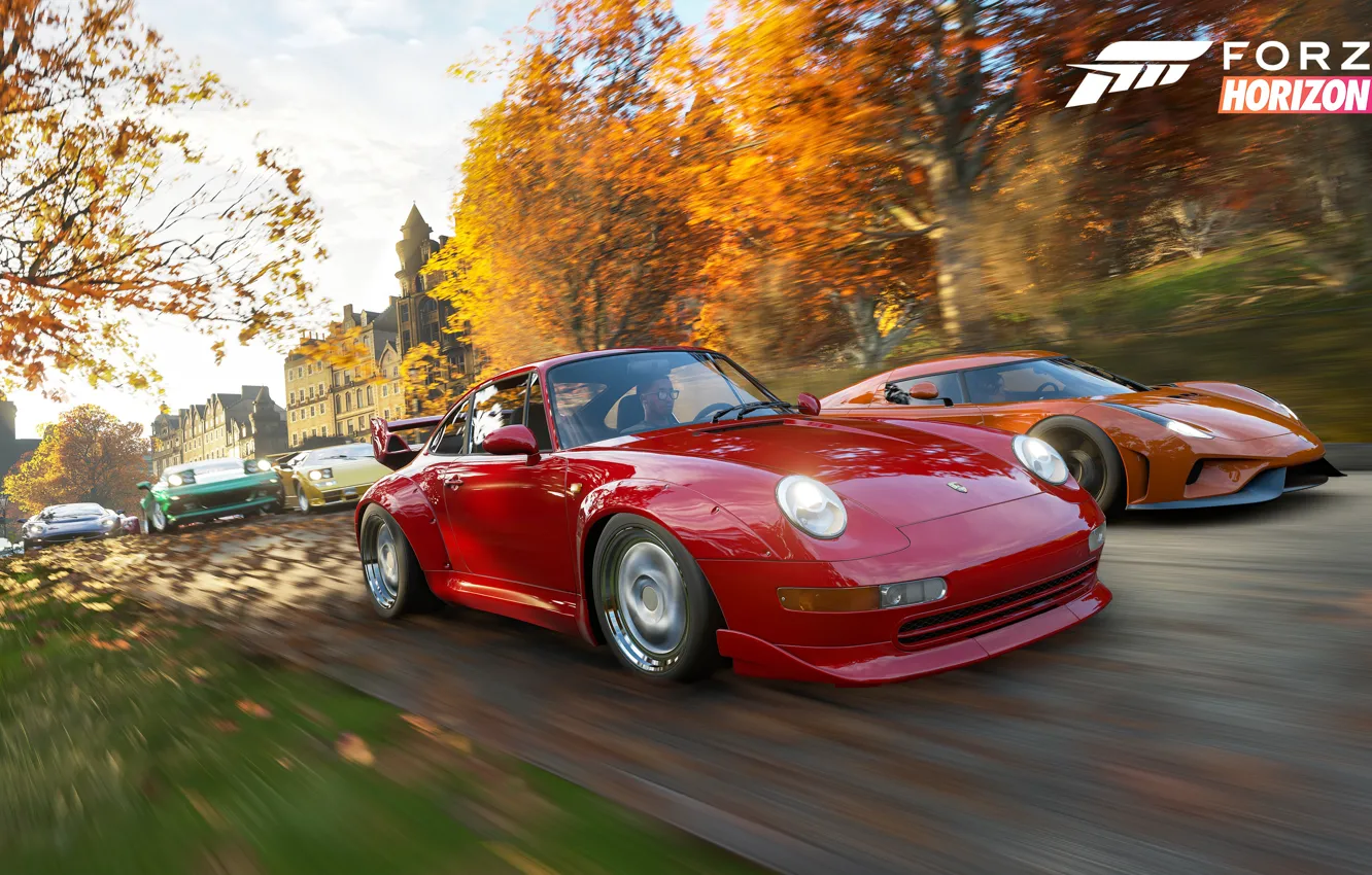 Фото обои Porsche, Koenigsegg, Microsoft, суперкары, Regera, E3 2018, Forza Horizon 4