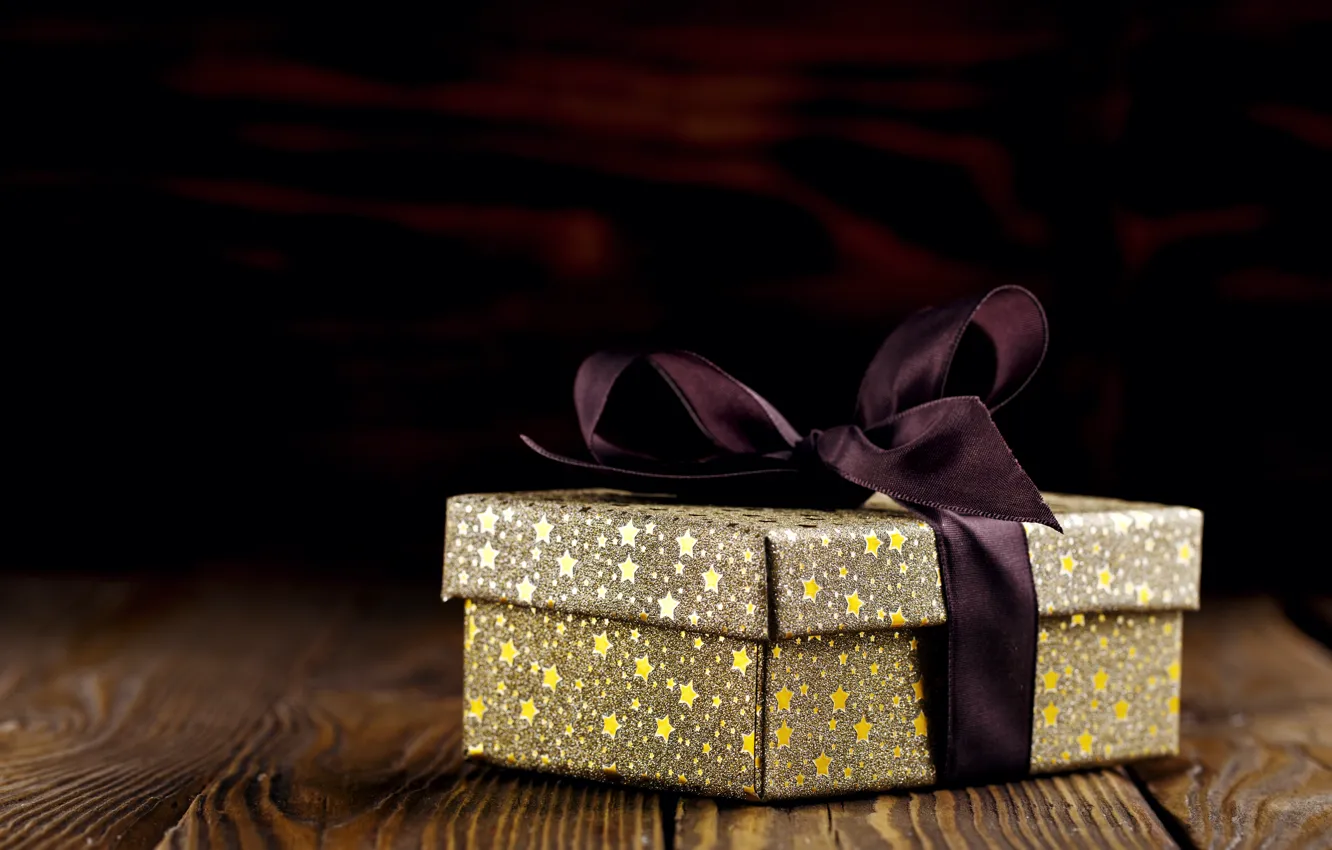 Фото обои праздник, коробка, подарок, лента, Новый год, Valeria Aksakova