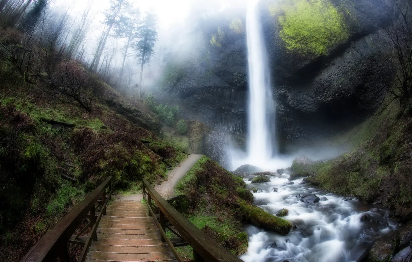 Фото обои мост, водопад, United States, Washington, Mount Pleasant