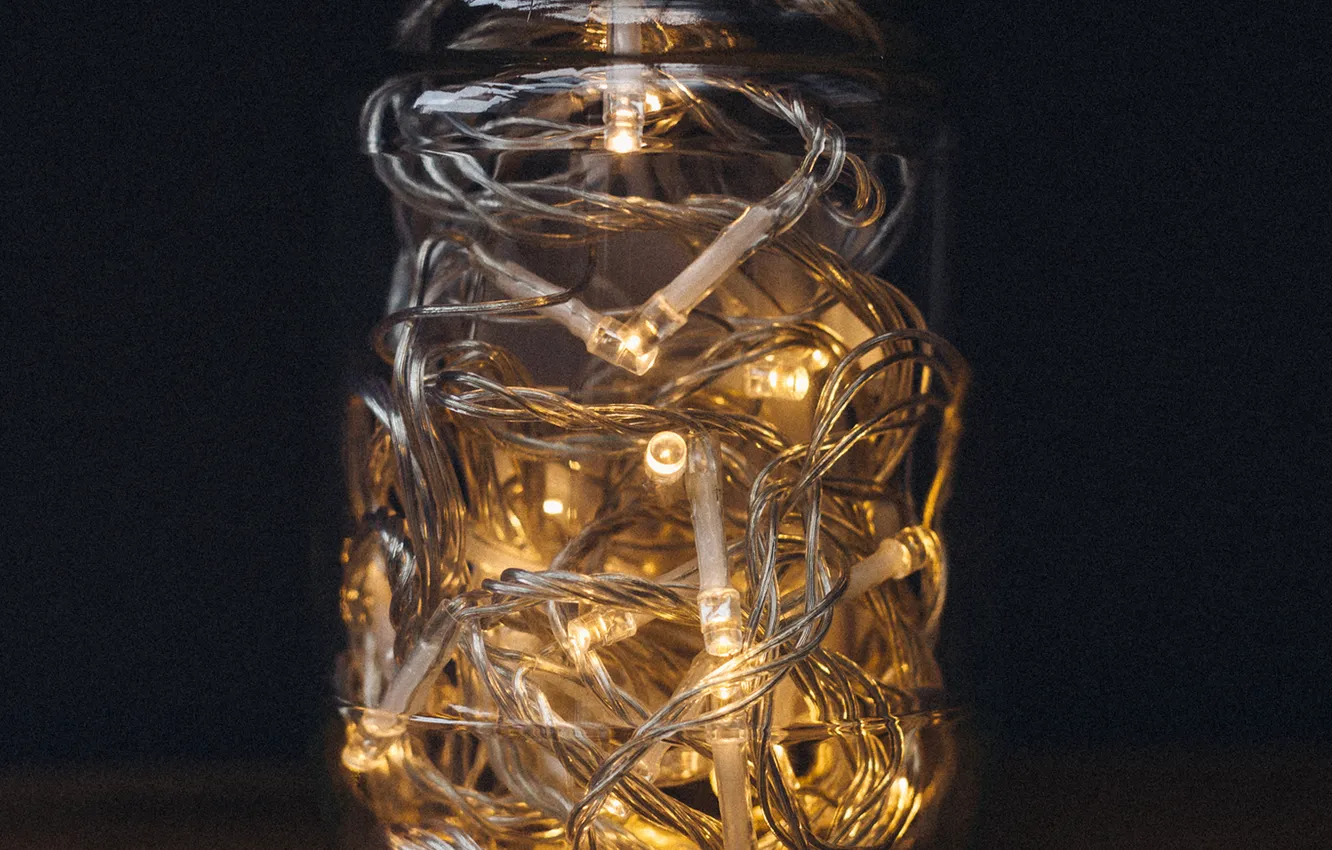 Фото обои lights, wood, table, jar