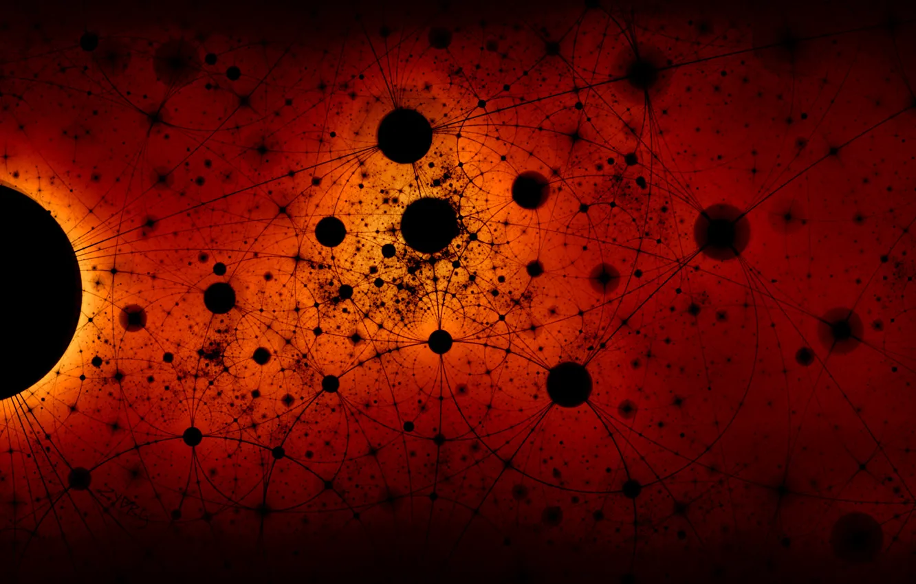 Фото обои круги, красный, черный, связи