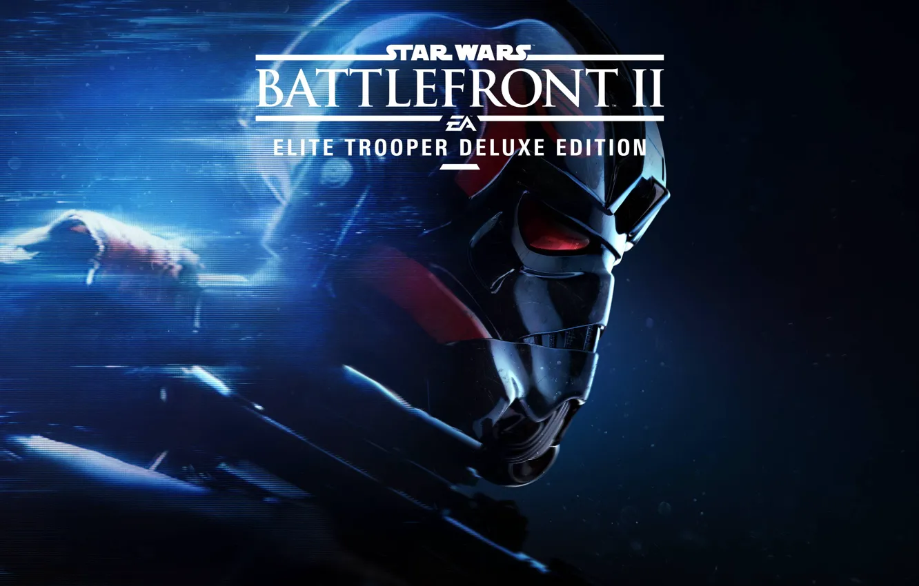 Фото обои gun, game, trooper, weapon, man, helmet, Deluxe Edition, Star Wars Battlefront II