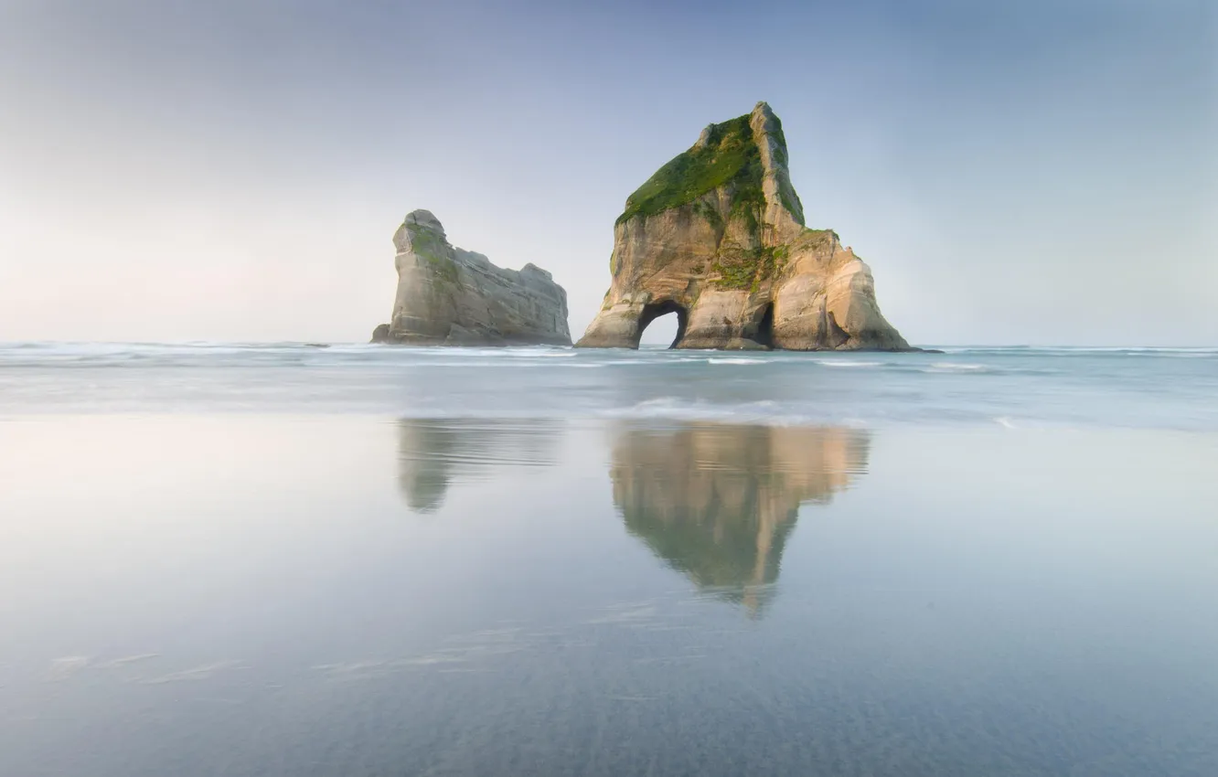 Фото обои пляж, скала, океан, берег, арка