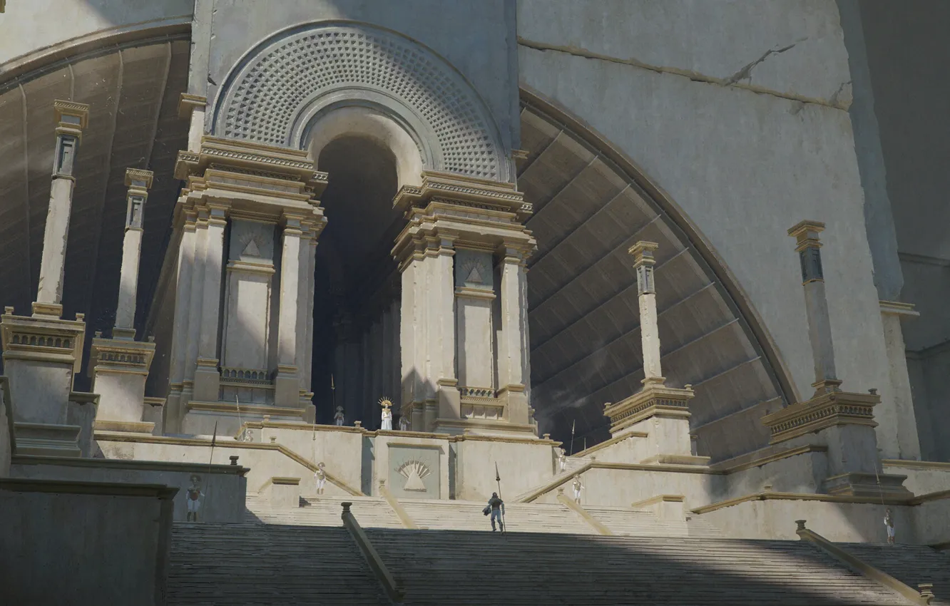 Фото обои сооружение, охрана, арка, ступени, guard