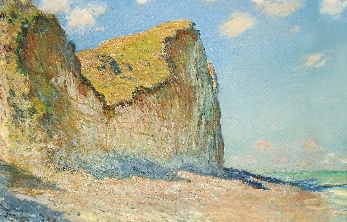 Фото обои пейзаж, картина, Клод Моне, Скалы возле Пурвиля