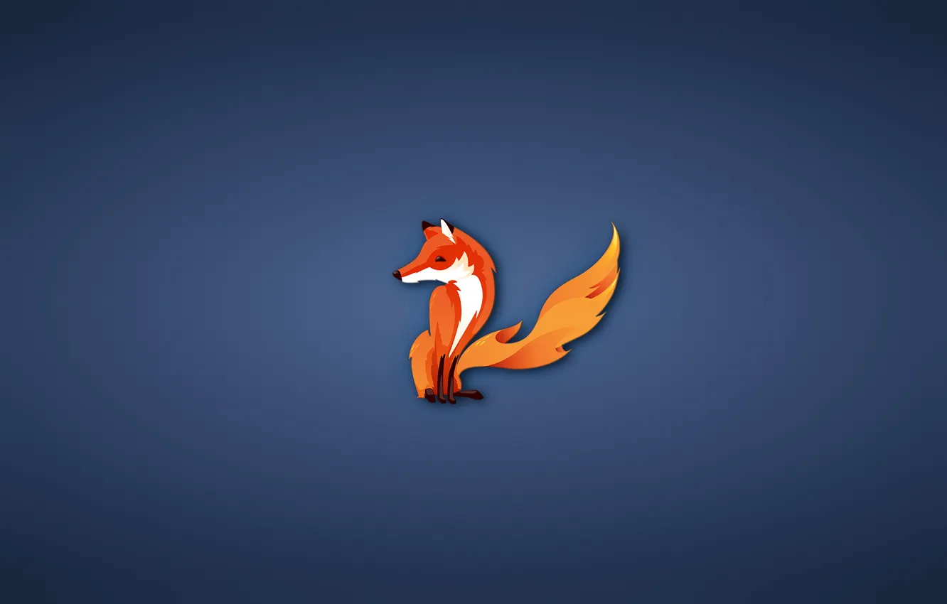 Фото обои минимализм, лиса, firefox, fox, синий фон