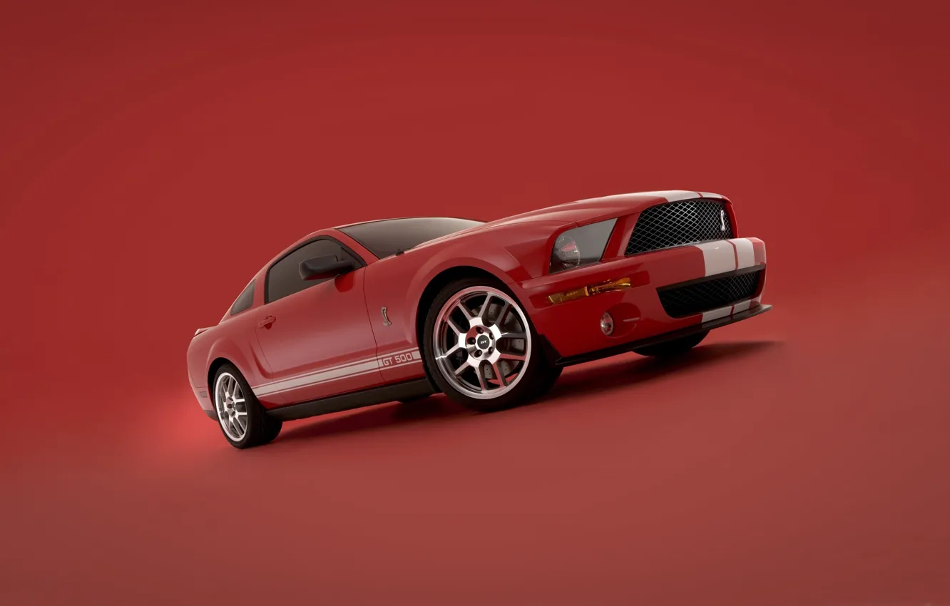 Фото обои mustang, red, shelby GT-500