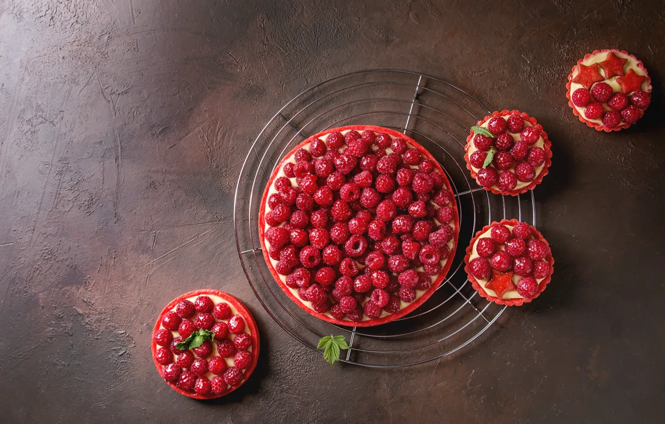 Фото обои ягоды, малина, пирог, выпечка