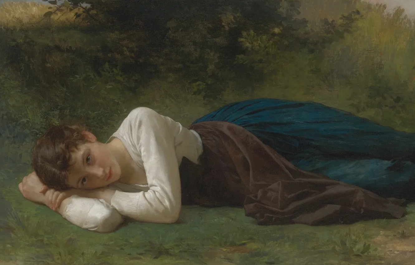 Фото обои Отдых, 1880, французский живописец, French painter, Вильям Адольф Бугро, La repos, William-Adolphe Bouguereau