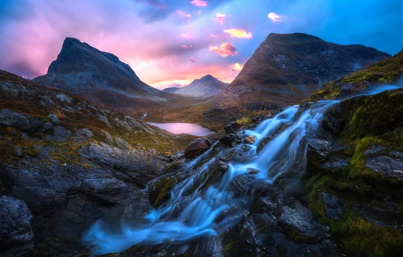 Фото обои sky, landscape, nature, water, mountains, clouds, sunrise, Alex Siracusano