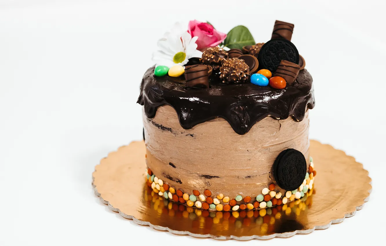 Фото обои цветы, шоколад, конфеты, торт, выпечка, сладкое, chocolate, вкусно