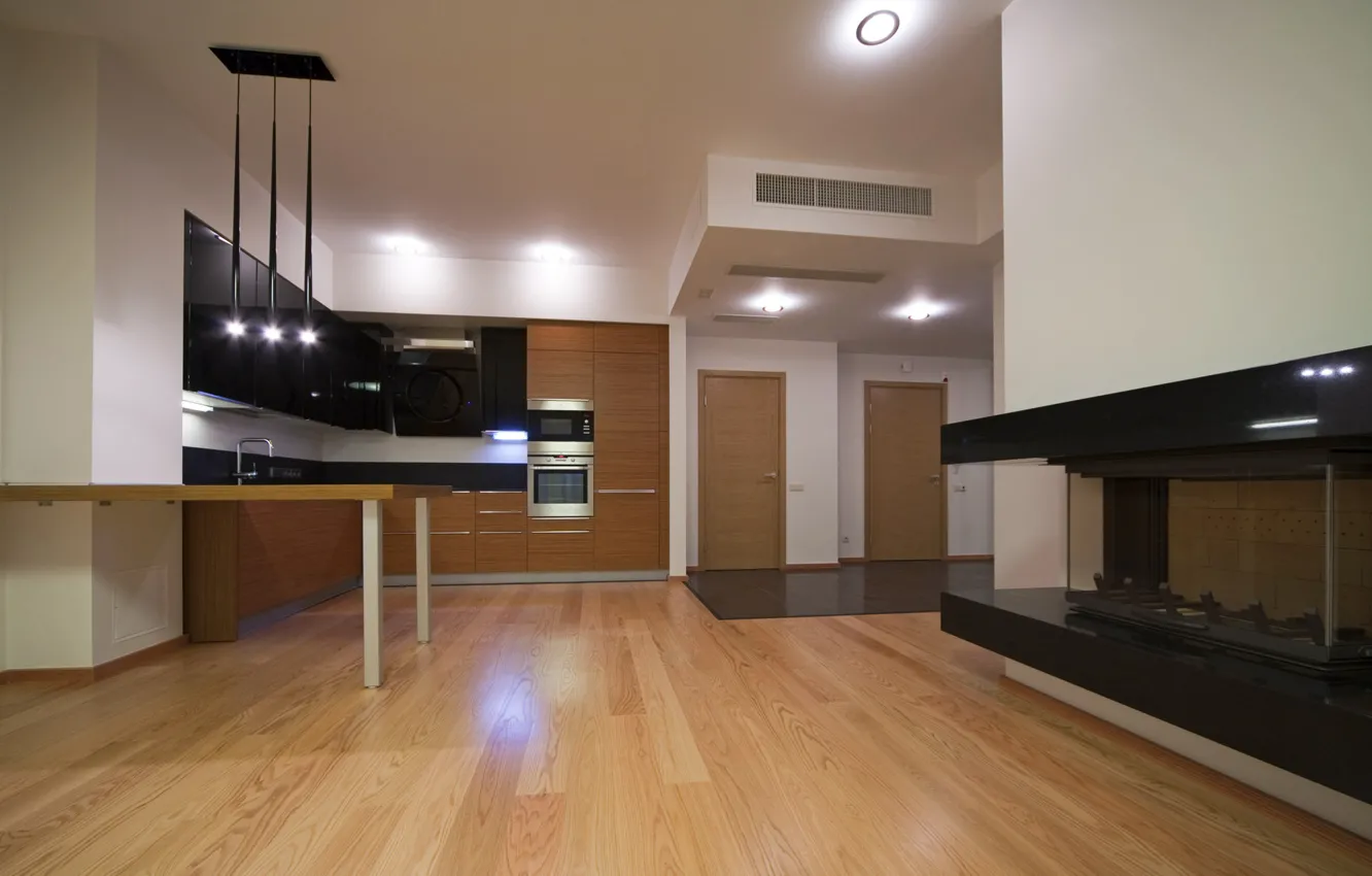 Фото обои дизайн, стиль, комната, интерьер, кухня, деревянный, квартира