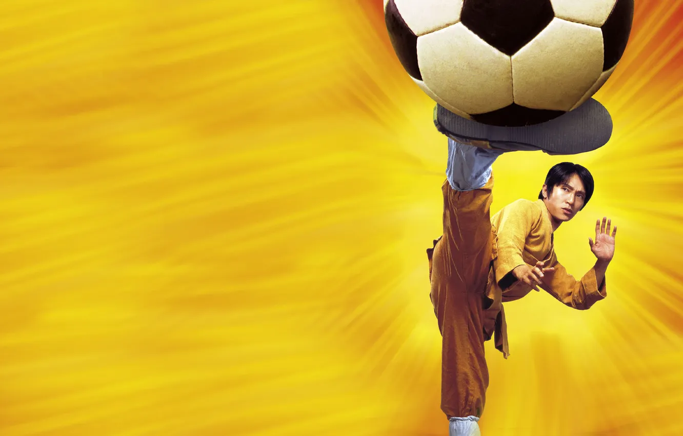 Фото обои мяч, удар, кунг фу, Убойный футбол, Siu lam juk kau, Стивен Чоу