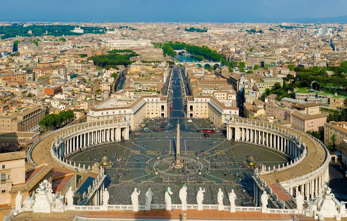 Фото обои Рим, Италия, панорама, Площадь Святого Петра