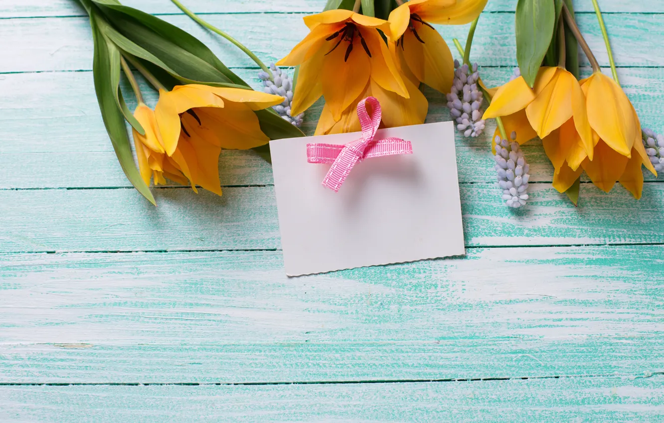 Фото обои цветы, букет, весна, желтые, тюльпаны, yellow, wood, flowers