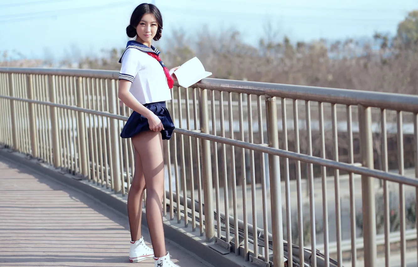 Фото обои girl, sexy, beautiful, model, cosplay, brunette, look, asian