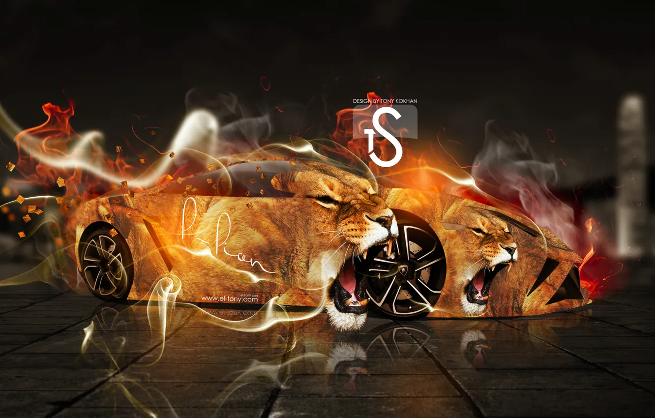 Фото обои Lamborghini, Gallardo, Fantasy, Fire, el Tony Cars