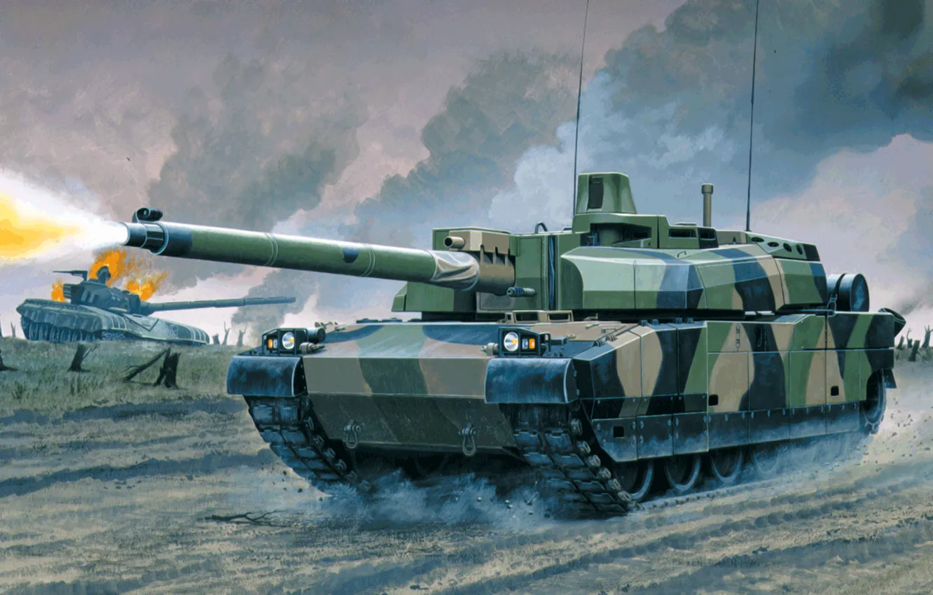 Фото обои art, painting, tank, AMX Leclerc