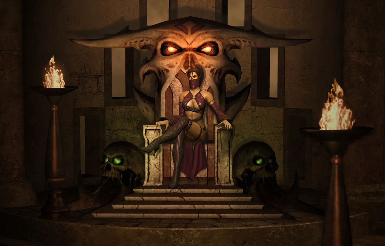 Фото обои трон, mortal kombat, mileena, милина