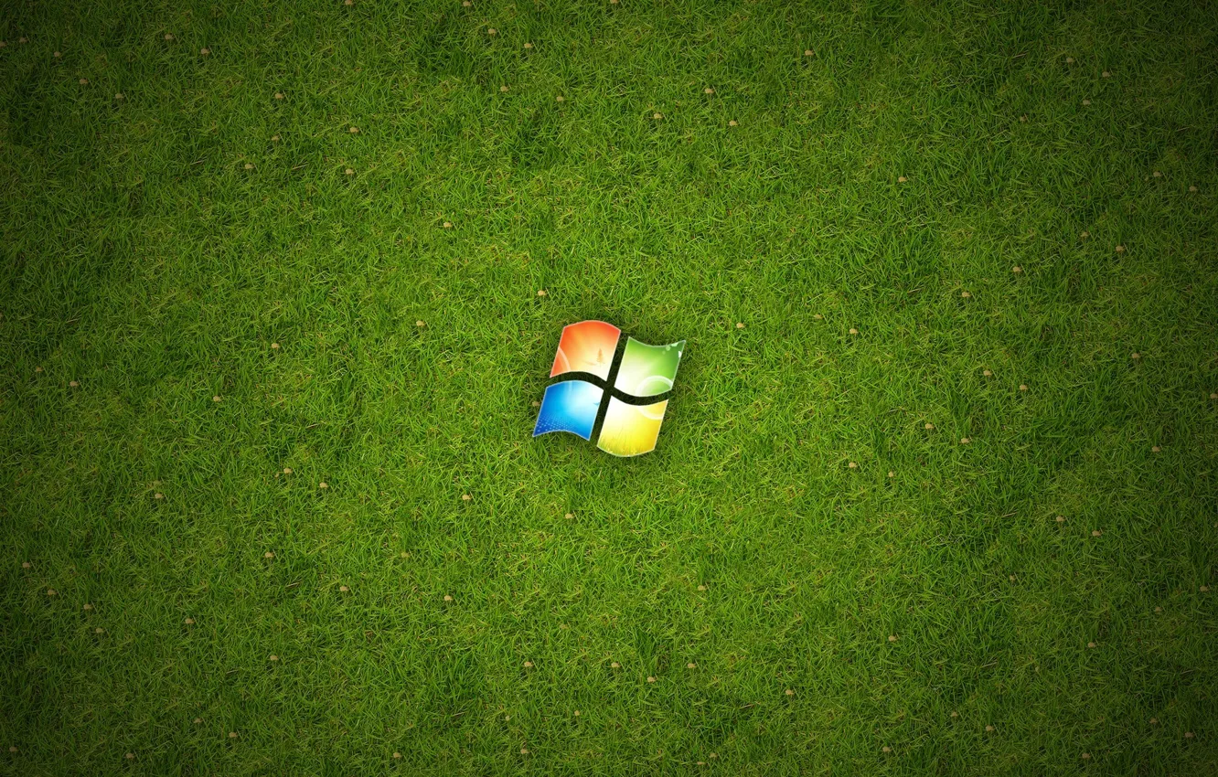 Фото обои Трава, Windows, Логотип, Hi-Tech