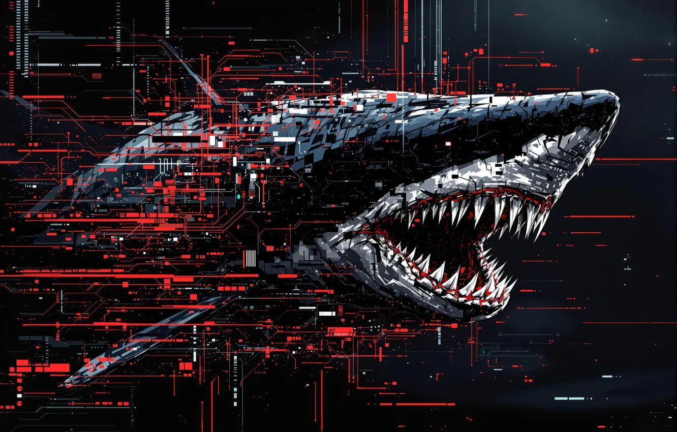 Фото обои stripes, shark, futuristic, AI art