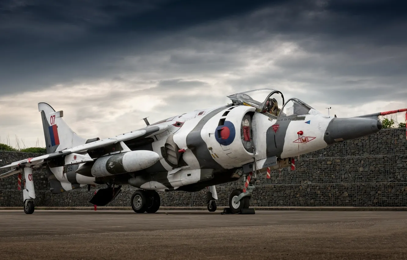 Фото обои авиация, стоит, самолёт, Harrier GR.3